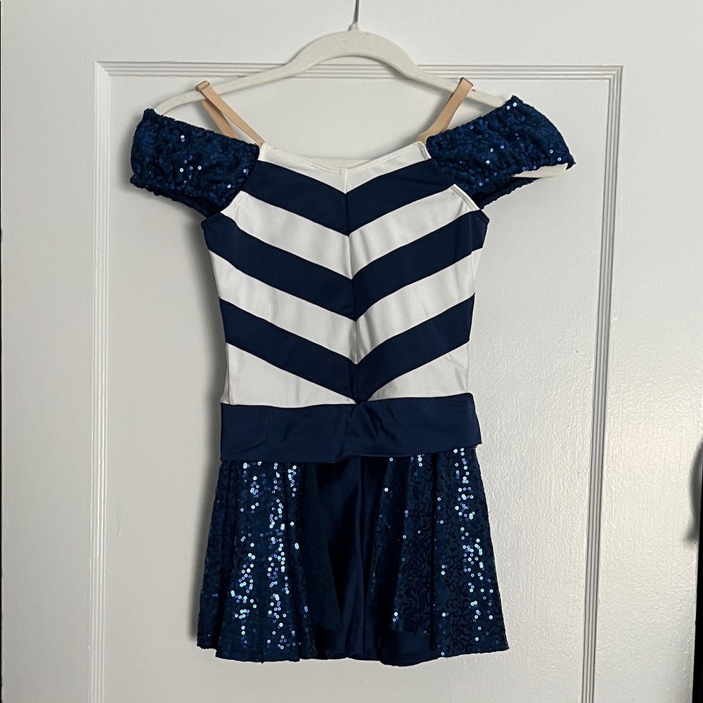 NEW Revolution Navy and White Sequin Kids Dance Costume